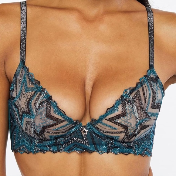 Savage X Fenty Women's Shining Strap Embroidered Unlined Demi Bra 32 C - Picture 5 of 10